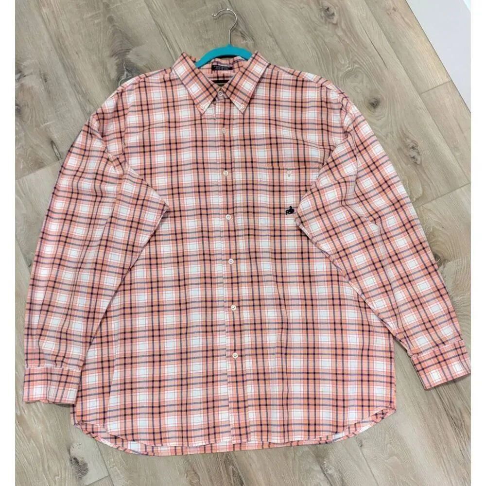 Panhandle Slim XL Plaid Western Button Down Peach Coral Pink Navy Cowboy Rodeo